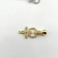DIY gold plated rhinestone flower jewelry clasp, copper connector for handmade necklace bracelet. - Gold Clover