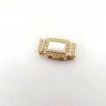 Gold plated rectangular mother of pearl cubic zirconia jewelry clasp for bracelet necklace. - Double Row / Gold