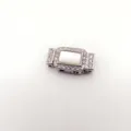 Silver Mother of Pearl Zirconia Rectangle Jewelry Clasp Connector for Bracelets Necklaces - Double Row / White
