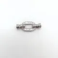 Zilveren DIY ketting sluiting connector bezet met stralende baguette zirkonia stenen, chic sieraaddeel. - Witgoud