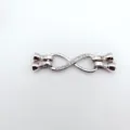 Silver infinity 8-shape cubic zirconia clasp for diy jewelry making bracelets necklaces - Large Double Row / White Gold