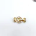 Chiusura per gioielli in ottone placcato oro con zirconi, connettore rotondo e barra. - Taglia S / Oro