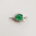 Micro-set green jade pearl necklace clasp, silver jewelry DIY bracelet connecting piece. - White Gold
