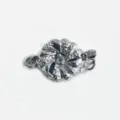 Detailed closeup view of a vintage silver-plated metal floral pearl necklace clasp accessory - F223 Vintage Court Clasp