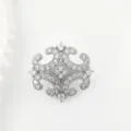 Silver rhinestone embellished decorative clasp detail, exquisite vintage DIY jewelry accessory. - White Gold
