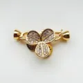 DIY Perlenkettenverschluss mit Zirkonia, elegantes dreiblättriges Gold Schmuckzubehör Teil. - Kleeblatt-Doppelverschluss Goldfarben