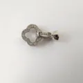 Silver four-leaf clover rhinestone jewelry clasp DIY bracelet necklace metal connector accessory. - White