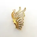 Gold rhinestone wing necklace clasp jewelry accessory micro pave crystal pendant finding - Gold