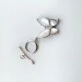 Wholesale gold plated butterfly pearl OT clasp, mother of pearl butterfly necklace bracelet connector. - White