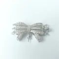 Silver tone bow multi strand necklace clasp connector, micro pave cubic zirconia jewelry DIY part. - Triple Ring Bowknot / Silver