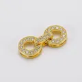 Gold plated cubic zirconia clasp detail, shimmering crystal connector for DIY necklace. - Gold