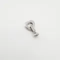 Zircon heart pearl clasp detail, silver plated jewelry accessory component close-up view. - L / White