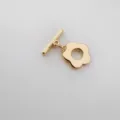 Gold plated brass flower toggle clasp DIY jewelry accessory for handmade necklace bracelet. - E Gold