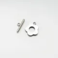 Stainless steel flower OT clasp detail view, perfect for DIY jewelry making and necklace ends. - Plum Blossom White