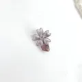 Close-up detail of DIY flower and leaf necklace clasp, brushed metal finish with crystal center. - Brushed White