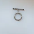 Metal OT toggle clasp detail view, silver braided design for handmade pearl necklaces and bracelets. - Letter H White