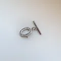 Silver metal OT clasp with rhinestones, jewelry making connecting charm for necklace or bracelet. - White (Style L)