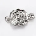 Silver rose flower jewelry clasp for pearl necklaces and bracelets, durable metal ending accessory. - Rose Clasp(F122)