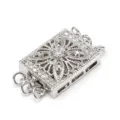 Silver multi-strand necklace clasp filigree box clasp for DIY jewelry making findings - 3 Rows / White