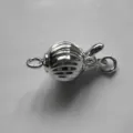 8mm Versilberter Kugelverschluss Laternenverschluss für DIY Perlenkette Armband Schmuck - Fein Gestreifter Verschluss / Silber