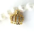 Gold Crown Pendant Necklace Clasp DIY Jewelry Accessory with Sparkling Zircon Stones - Large Crown (13mm) / Gold