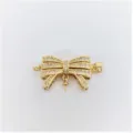 DIY gold plated micro pave cubic zirconia bow necklace clasp jewelry connector buckle - Single Ring Bowknot / Gold