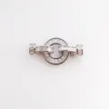 Silver T-square cubic zirconia DIY necklace clasp round double buckle jewelry accessory - White