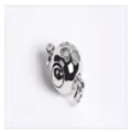 Silver plated spherical jewelry clasp with rhinestone clover charm for DIY necklace bracelet. - C517 Four-Leaf Clover White