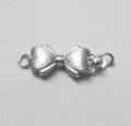S925 sterling silver bow jewelry clasp for DIY pearl necklace and bracelet accessories. - Heart / White Gold