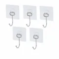 Ganchos adhesivos transparentes de pared resistentes pack de 5 para cocina y baño - Transparente / 5 Piezas