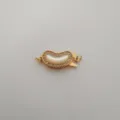 Gold plated brass bean clasp with mother of pearl and cubic zirconia for DIY pearl jewelry. - Waist Shape / Gold