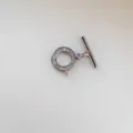 Silver Zircon T-Bar Clasp Jewelry Connector for Handmade Necklace and Bracelet DIY - White Gold Tone