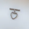 Silver metal heart OT clasp jewelry accessory, toggle fastener for DIY handmade bracelets. - Letter J White