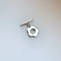 Silver metal flower OT toggle clasp for handmade jewelry necklace and bracelet making 1pc - White