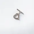 Heart toggle clasp silver metal rhinestone DIY jewelry connector accessory for handmade bracelets - m White