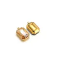 Rectangular gold stainless steel crystal pendant charm with a champagne gemstone - Champagne