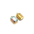 Rectangle stainless steel crystal pendant in rainbow and gold finish for DIY jewelry - Colorful