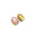 Rectangular stainless steel crystal pendant in pink and gold for DIY jewelry making - Light Pink
