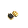 Gold stainless steel rectangular pendants with black crystal for DIY jewelry making - Black