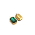 Emerald green rectangular crystal pendant with gold-plated stainless steel base - Green