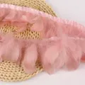Pink feather trim ribbon for DIY clothing, lamps and decorative craft accessories. - Trending Color (Dusty Rose)