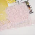 Pink Ostrich Feather Trim 10-13cm Tassel Fringe Ribbon for Sewing Craft DIY Garment Decor - 01