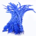 Vibrant blue trimmed rooster tail feathers for DIY crafts, hat decoration, and apparel accessories. - Sapphire Blue
