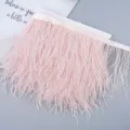 Pink ostrich feather trim ribbon for DIY clothing sewing crafts and wedding dress decor. - 01