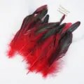 Red and black rooster tail feathers 12-20cm DIY craft material variant for decoration. - Red