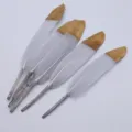 Gradient dual-color DIY craft feathers, perfect for handmade jewelry and home decoration. - Gray with Gold Tips
