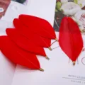 Red DIY feather accessories with metal clip craft materials for handmade jewelry and clothing decor. - Red