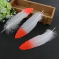 DIY handmade dual-color gradient feathers, red white feather craft accessories for clothing. - Bright Red Tip