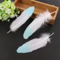 DIY craft feathers dual color gradient feather accessories for handmade clothing apparel 3pcs - Light Blue Tip