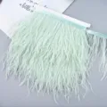 Light Green Ostrich Feather Trim Ribbon Fringe DIY Craft Garment Wedding Dress Sewing Decor - 02